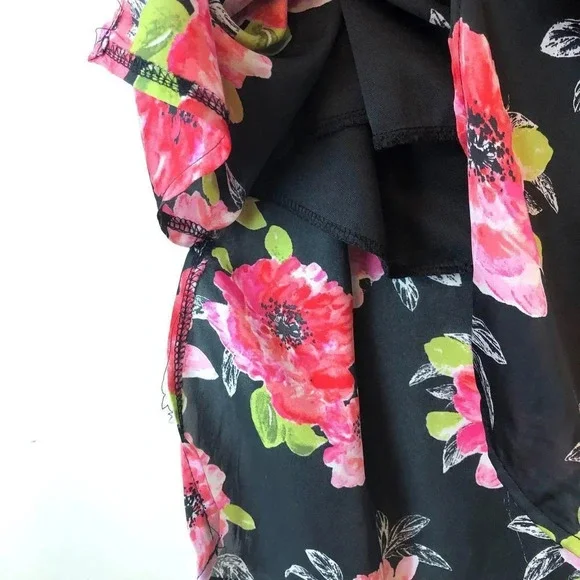 Boutique | Black & Pink Floral Lace Slip Dress - Picture 6 of 7
